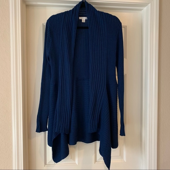 NEW Navy Blue Open Front Knit Cardigan - Picture 5 of 9